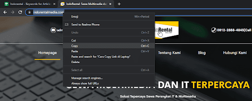 cara copy link di laptop
